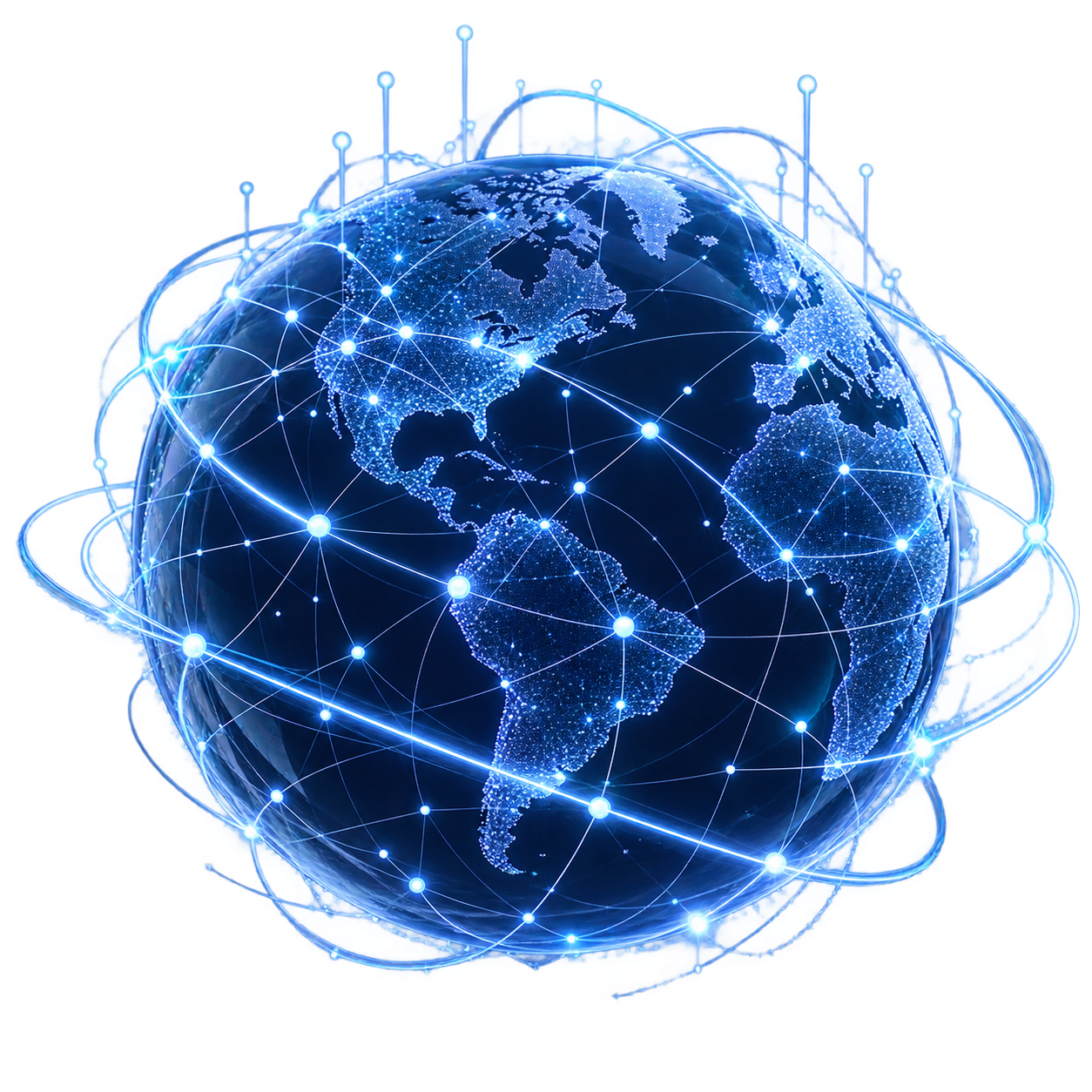 Connected digital globe representing a global namespace